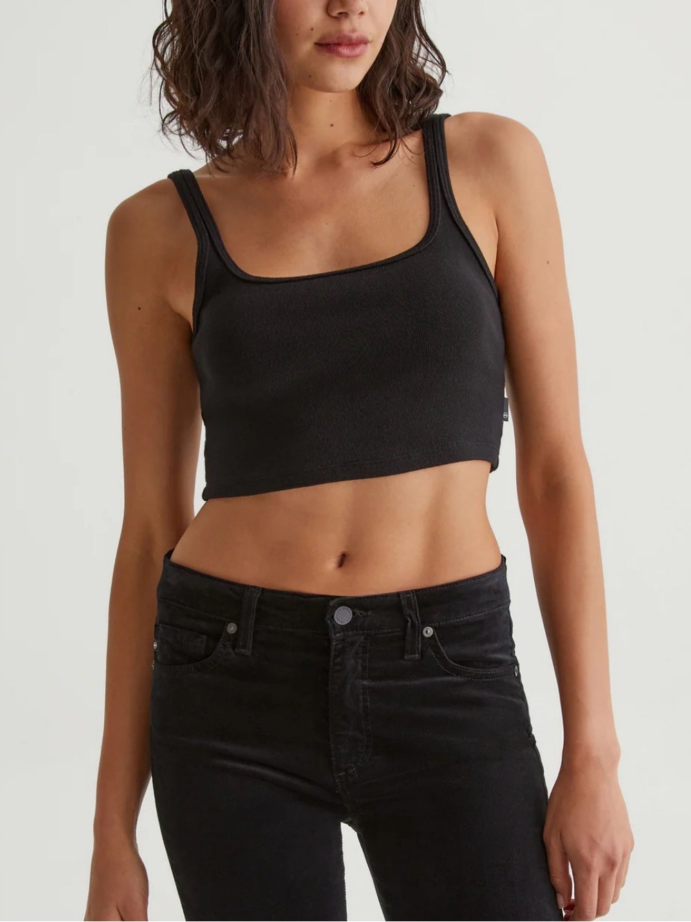 Ag nwt emrata Black Cropped Tank Top - Women's Ribbed Square Neck